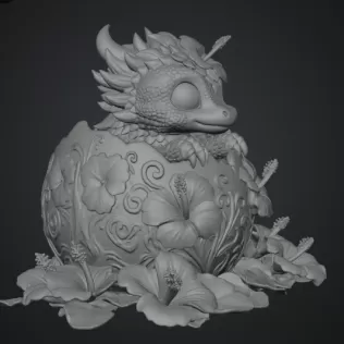 Hibiscus Hatchling Dragon STL File for 3D Print