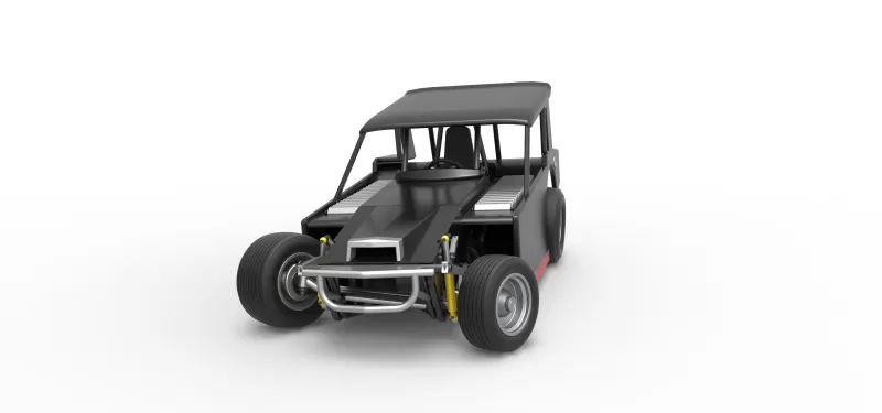 Vintage Dirt Modified stock car V6 while turning Scale 1:25 - Model preview 5