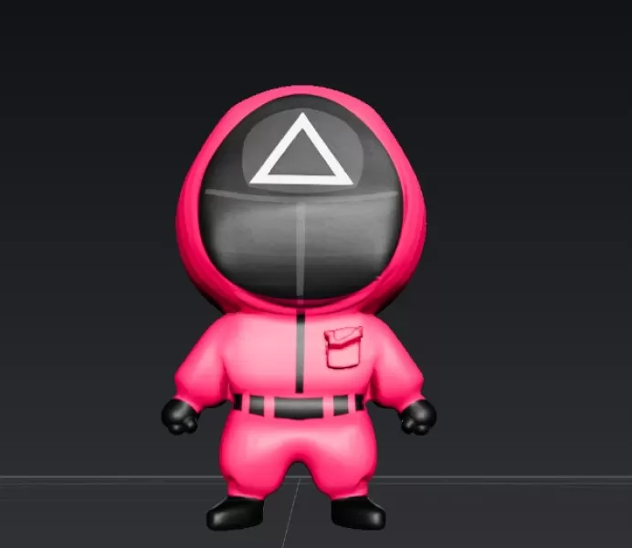 Guardia Triángulo chibi― Juego del Calamar | Fan Art coleccionab - Model preview 3