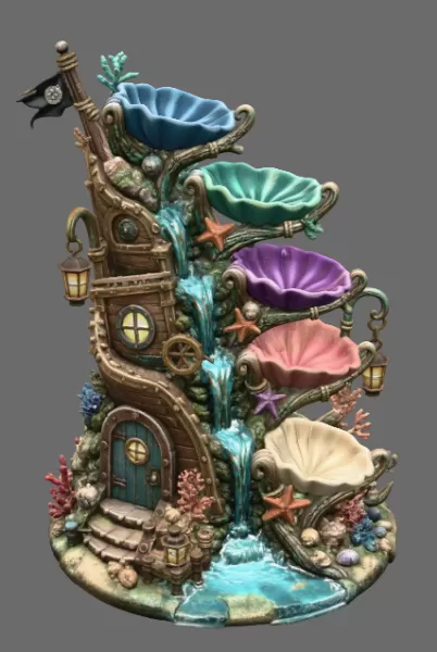 Enchanted Shipwreck Shell Bowl Organizer STL File for 3D Print - Model preview 5