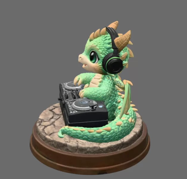 DJ Dragon Figurine – STL File for 3D Printing - Model preview 4