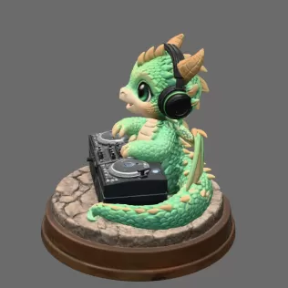DJ Dragon Figurine – STL File for 3D Printing - Model thumbnail 4