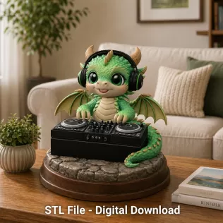 DJ Dragon Figurine – STL File for 3D Printing - Model thumbnail 2