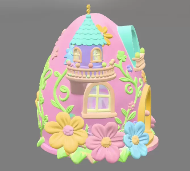 Fantasy Egg Fairy House STL File 3D Printable - Model preview 7