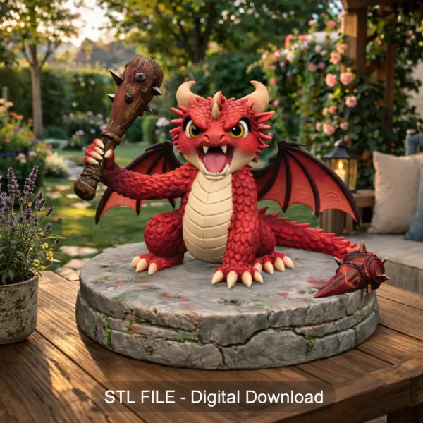 Angry Warrior Dragon STL File for 3D Printing - Model preview 1