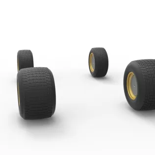 Wheel Set of Vintage Dirt Supermodified stock car Scale 1:25 - Model thumbnail 9