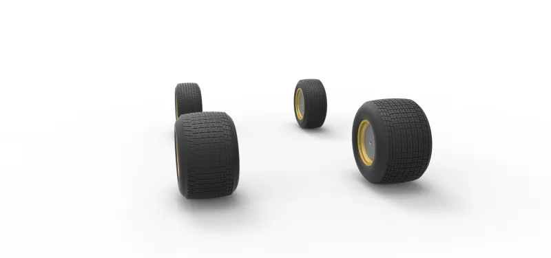 Wheel Set of Vintage Dirt Supermodified stock car Scale 1:25 - Model preview 9