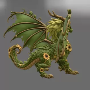 Sunflower Meadow Dragon STL File for 3D Print - Model thumbnail 9