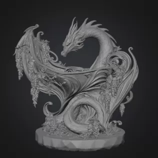 Midnight Wisteria Dragon Bowl STL File for 3D Print - Model thumbnail 14
