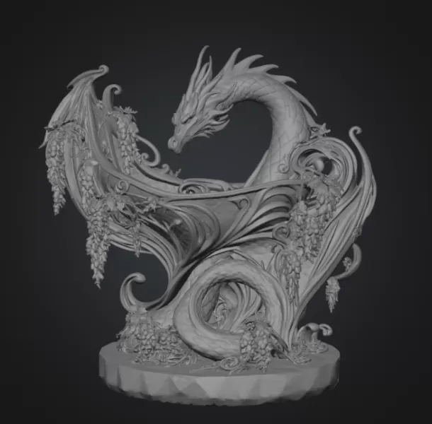 Midnight Wisteria Dragon Bowl STL File for 3D Print - Model preview 14