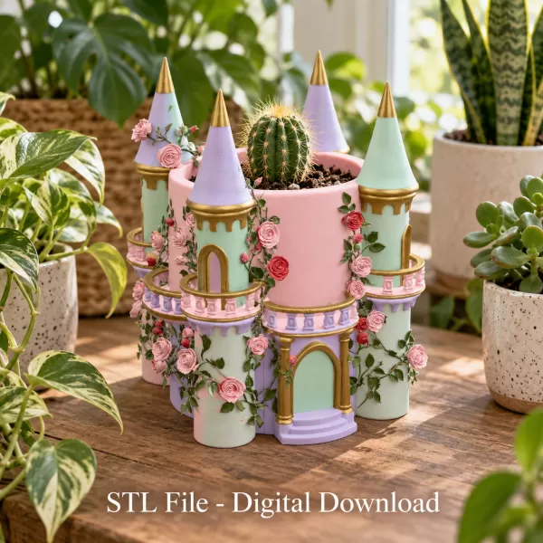 Rose Princess Castle Planter STL File for 3D Print - Model preview 3