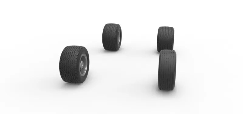 Wheel set of Northeast Dirt Modified stock car V3 Scale 1:25 - Model preview 3