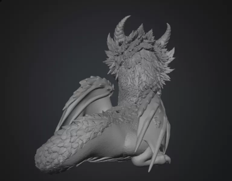 Blossom Guardian Dragon STL File for 3D Print - Model preview 13