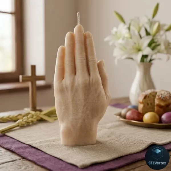Realistic Hand Candle 3D Printable Model - Model preview 1