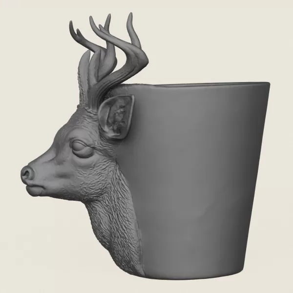 Deer Head Planter Print Ready 3D Model - Model preview 4