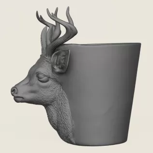 Deer Head Planter Print Ready 3D Model - Model thumbnail 4