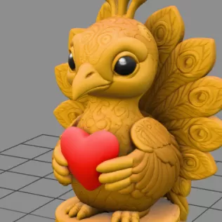 Peacock Heart Charm - STL file - Model thumbnail 5