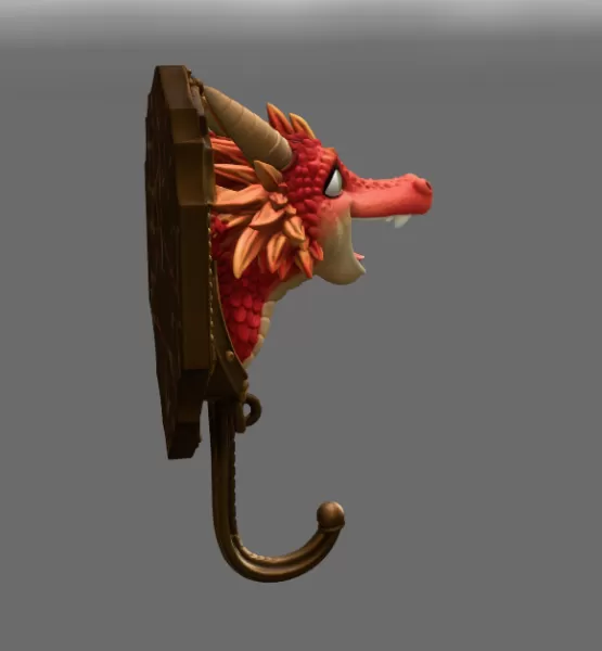 Dragon Wall Hook STL File for 3D Printing - Model preview 6