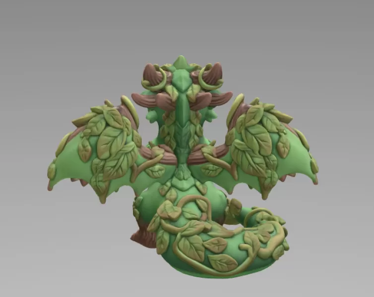 Wood Dragon – STL File 3D Printable Fantasy Dragon Figurine - Model preview 6