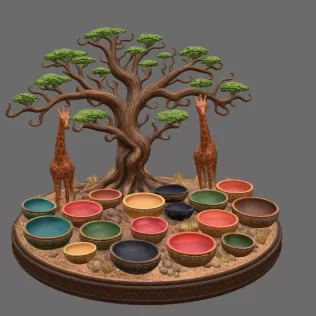 African Savanna Giraffe Bowl Organizer STL File for 3D Print - Model thumbnail 10