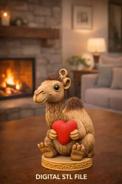 3D Printable Cute Camel with Heart STL | Digital Download - Model preview 2