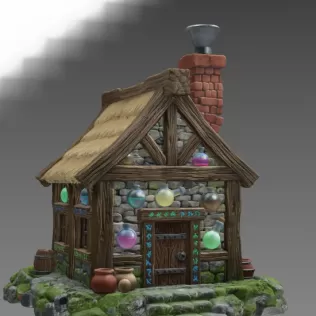 Fantasy Alchemist Cottage STL File for 3D Print - Model thumbnail 3