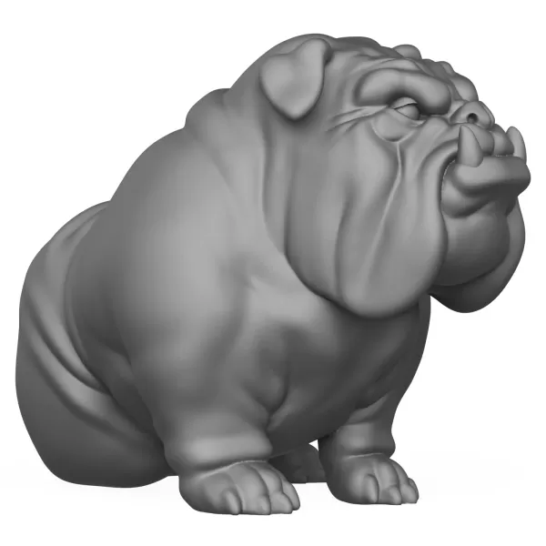 3D Printable Bulldog Dog Statue - Model preview 5
