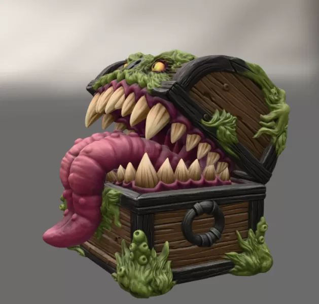 Mimic Treasure Chest Monster STL File for 3D Print - Model preview 7