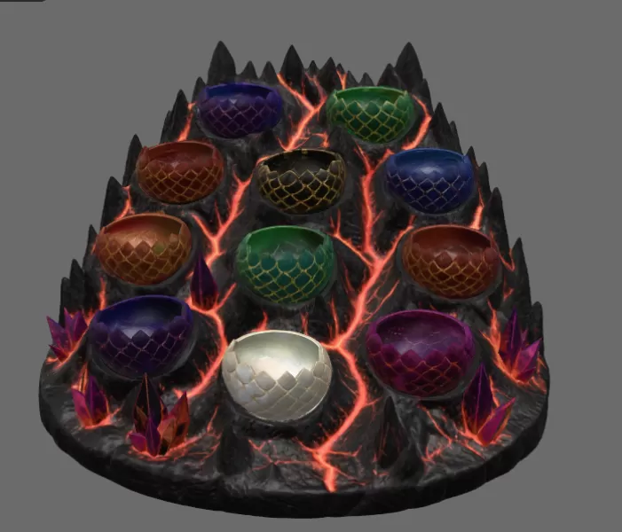 Volcanic Dragon Egg Mountain Organizer STL File for 3D Print - Model preview 6