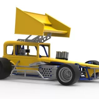 Vintage Winged Supermodified stock car Version 3 Scale 1:25 - Model thumbnail 25