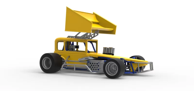 Vintage Winged Supermodified stock car Version 3 Scale 1:25 - Model preview 25