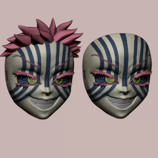 Kimetsu no yaiba akaza mask cosplay demon slayer - Model thumbnail 8