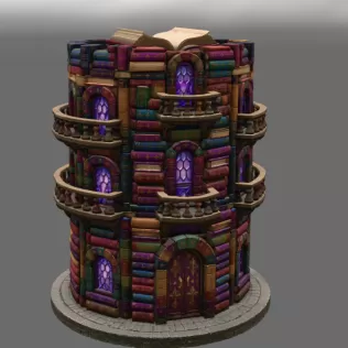 📚 Enchanted Library Tower STL File for 3D Print - Model thumbnail 8