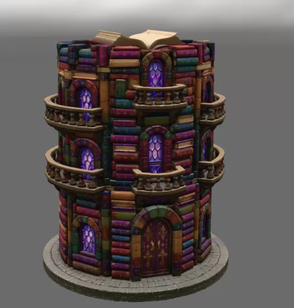 📚 Enchanted Library Tower STL File for 3D Print - Model preview 8