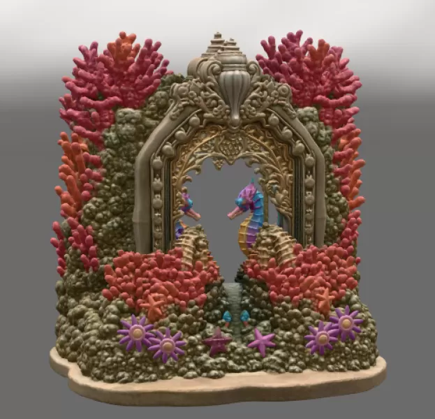 Coral Seahorse Fantasy Gateway STL File for 3D Print - Model preview 13