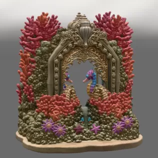 Coral Seahorse Fantasy Gateway STL File for 3D Print - Model thumbnail 13