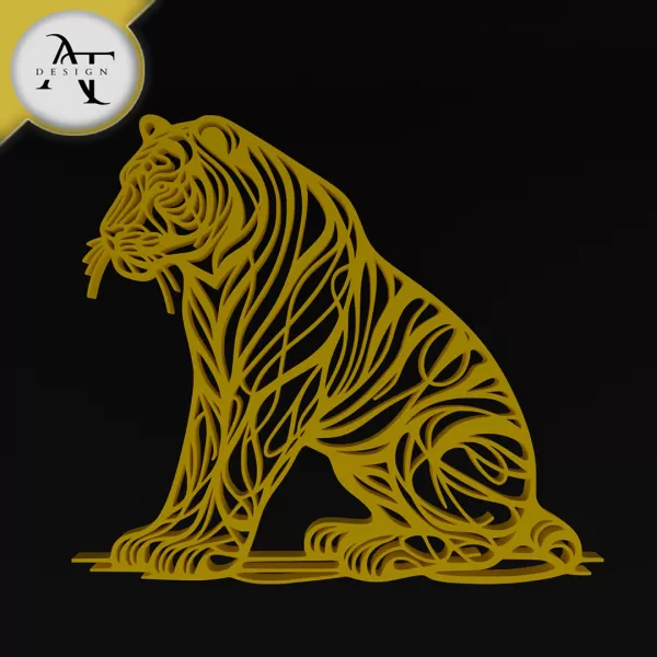 Tiger - Line Art - 2D Wall Art Decor - Model preview 1