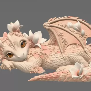 Peach Baby Blossom Dragon STL File for 3D Print - Model thumbnail 5