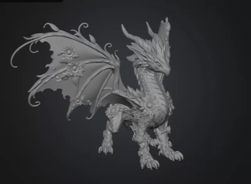 Sunflower Meadow Dragon STL File for 3D Print - Model preview 14