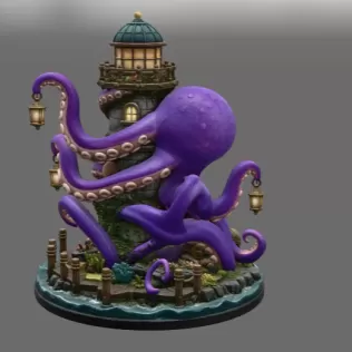 Octopus Lighthouse Keeper STL File for 3D Print - Model thumbnail 8
