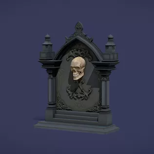 Halloween Skull Tombstone - Model thumbnail 2