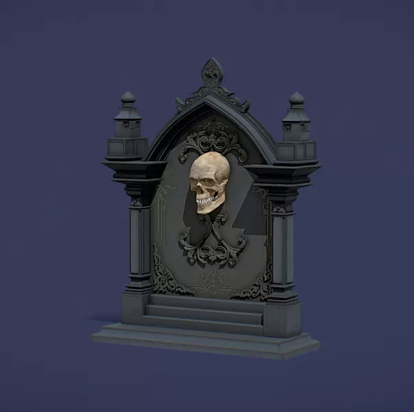 Halloween Skull Tombstone - Model preview 2