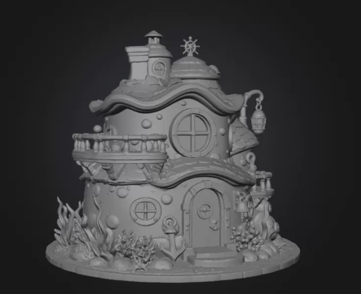 Seaside Fantasy Cottage STL File for 3D Print - Model preview 16