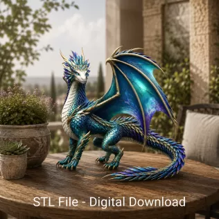 Azure Storm Dragon STL File for 3D Print - Model thumbnail 2