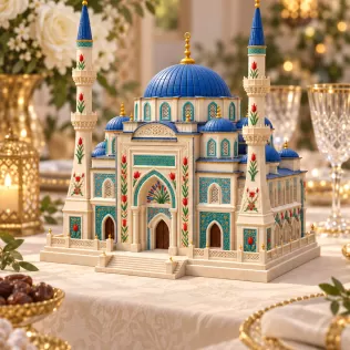 Blue Dome and Twin Minaret Architecture STL File for 3D Print - Model thumbnail 4