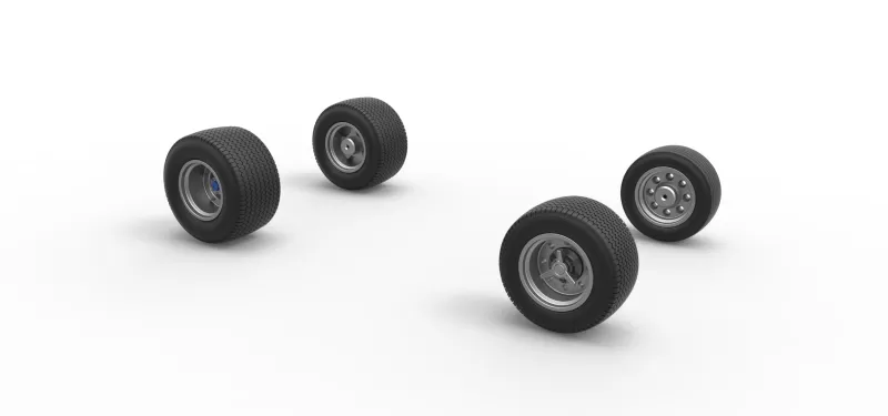 Wheel set of Northeast Dirt Modified stock car V5 Scale 1:25 - Model preview 11