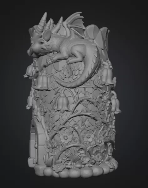 Enchanted Dragon Flower Tower Vase - Model preview 13
