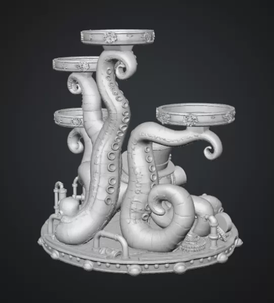 Steampunk Octopus Tray Organizer STL File for 3D Print - Model preview 14