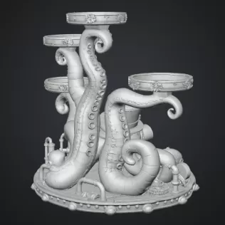 Steampunk Octopus Tray Organizer STL File for 3D Print - Model thumbnail 14