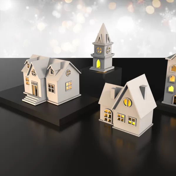 3D Christmas Houses , 5 pcs. Bundle for Christmas, Christmas - Model preview 2